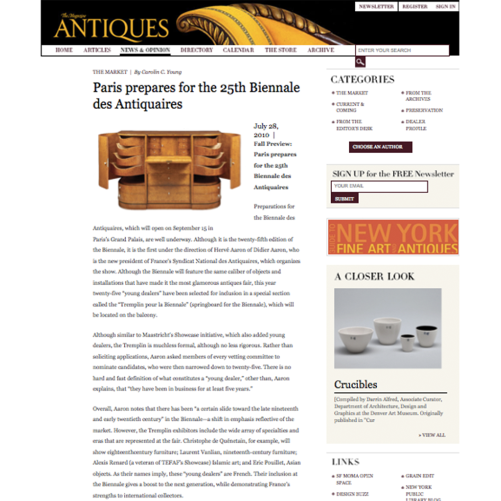 Presse-Christophe-de-Quenetain-The-Magazine-Antiques-2010