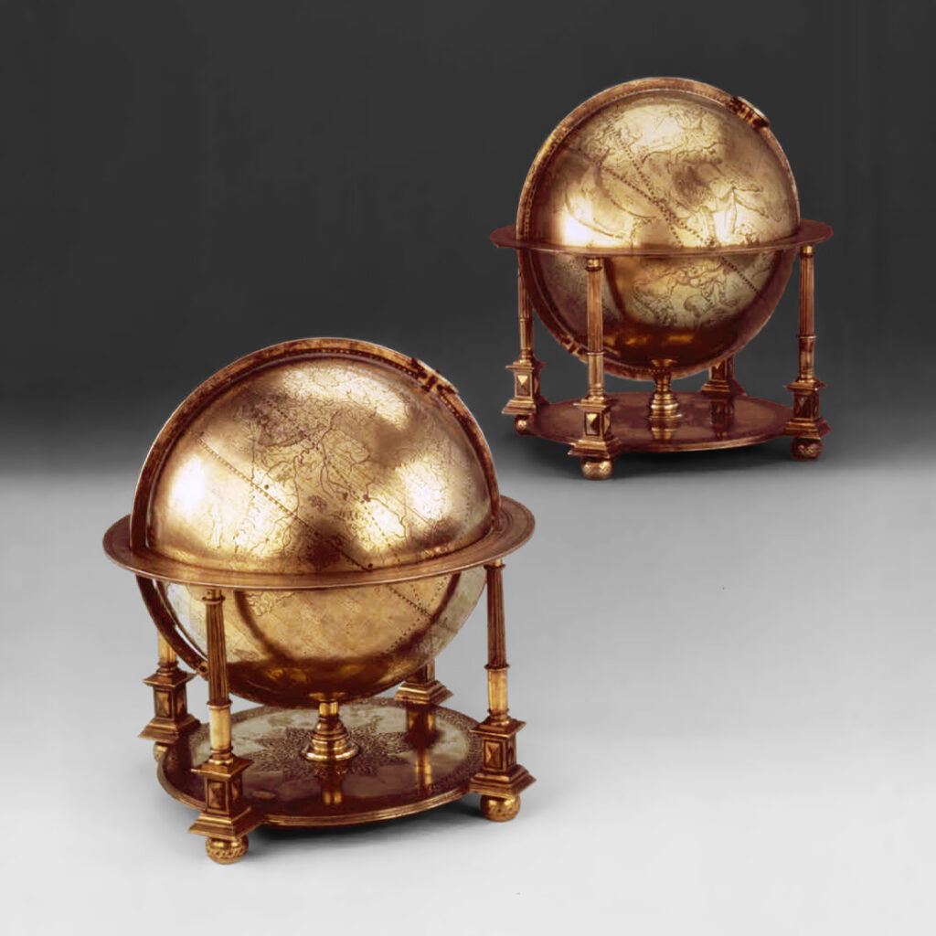 Globes-terrestre-et-celeste-par-Mercator-du-sultan-Mourad-II-Christophe-de-Quenetain-historien-de-lart