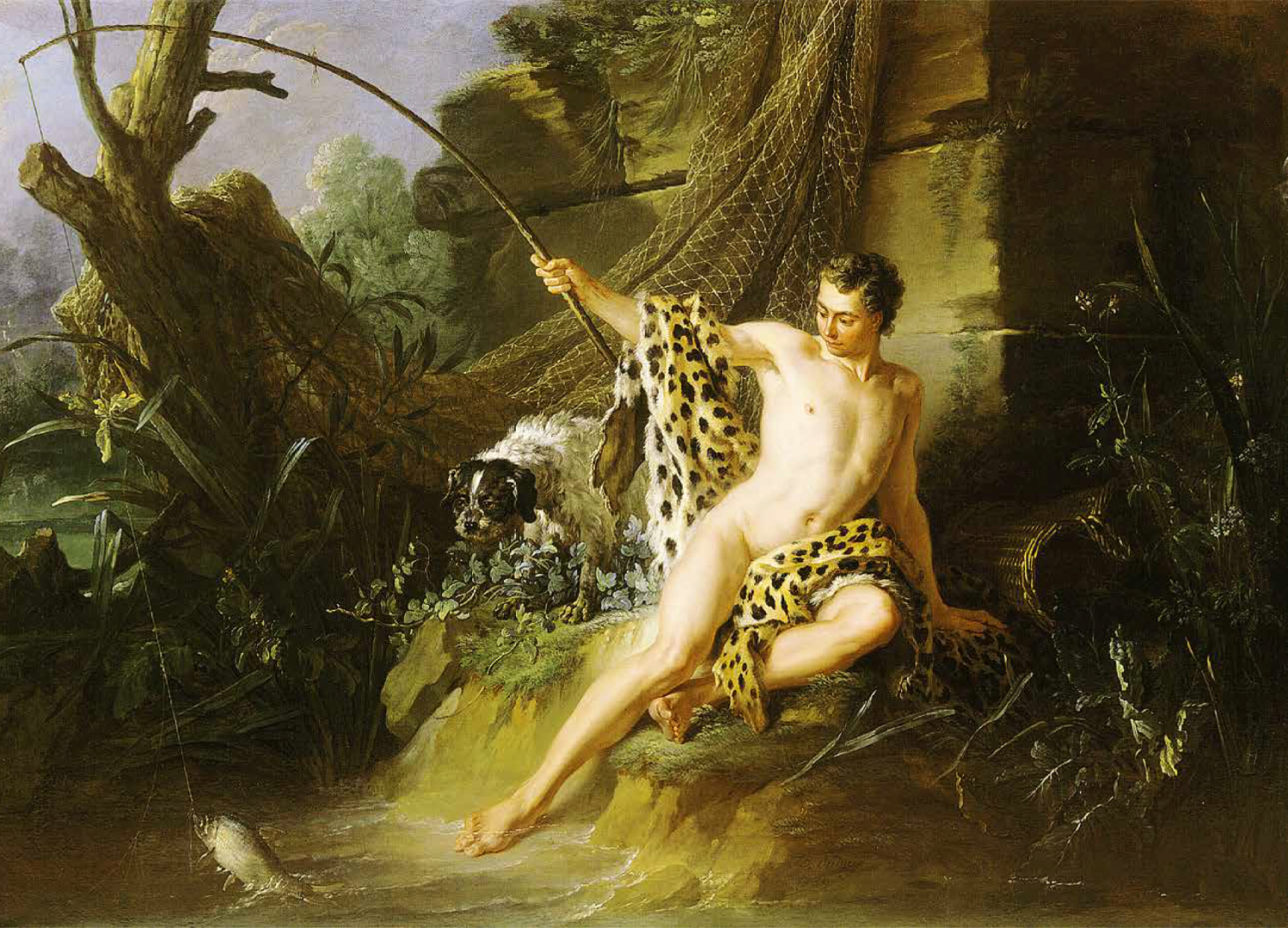 Le-petit-poisson-et-le-pecheur-par-Jean-Baptiste-Oudry-Christophe-de-Quenetain-historien-de-lart-tableau